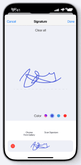 Drawing a signature on a scanned contract