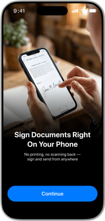 Signing a document on a phone without printing it
