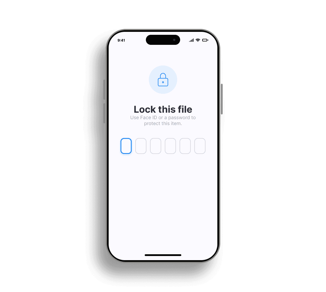 A phone asking to lock a file with Face ID or a passcode
